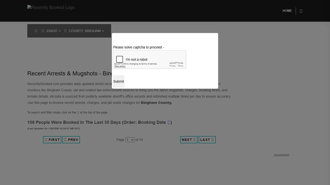 Bingham County, Idaho Mugshots RecentlyBooked.com